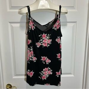 Torrid Black and Pink Floral Spaghetti Strap Tank Top